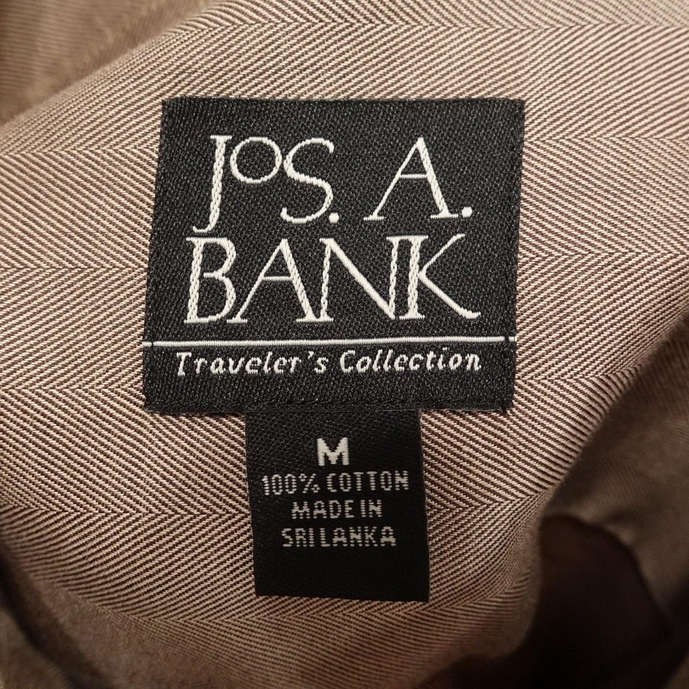 Jos. A. Bank Shirt Mens M Beige Herringbone Long Sleeve Button-Up Cotton Pocket - Picture 6 of 7